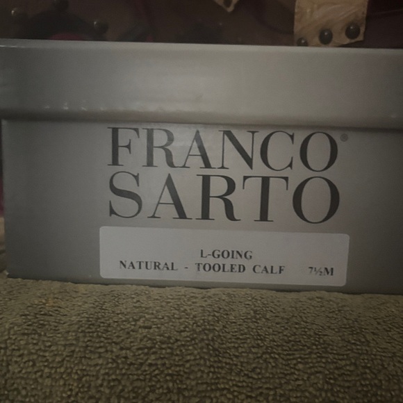 Franco Sarto Embossed Tan Slides - Picture 3 of 6